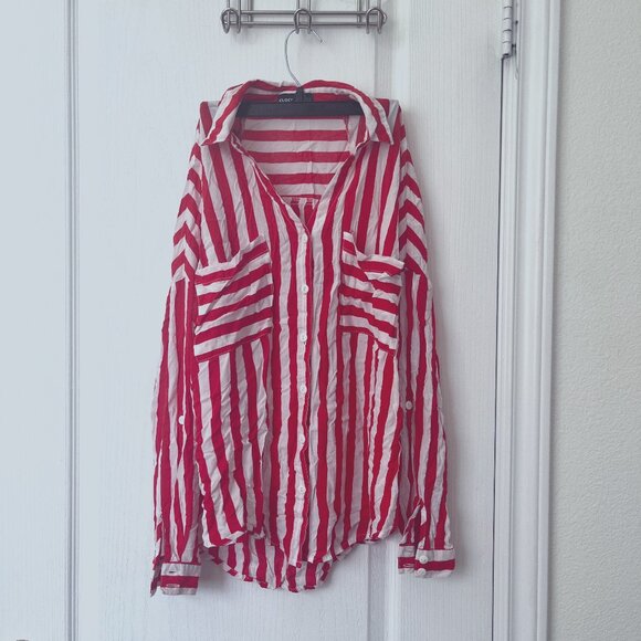 Women's Red and White Striped Shirt Size XS - Picture 1 of 4